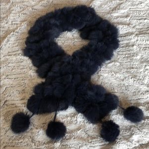COPY - RABBIT FUR NAVY BLUE SCARF WITH REMOVABLE …